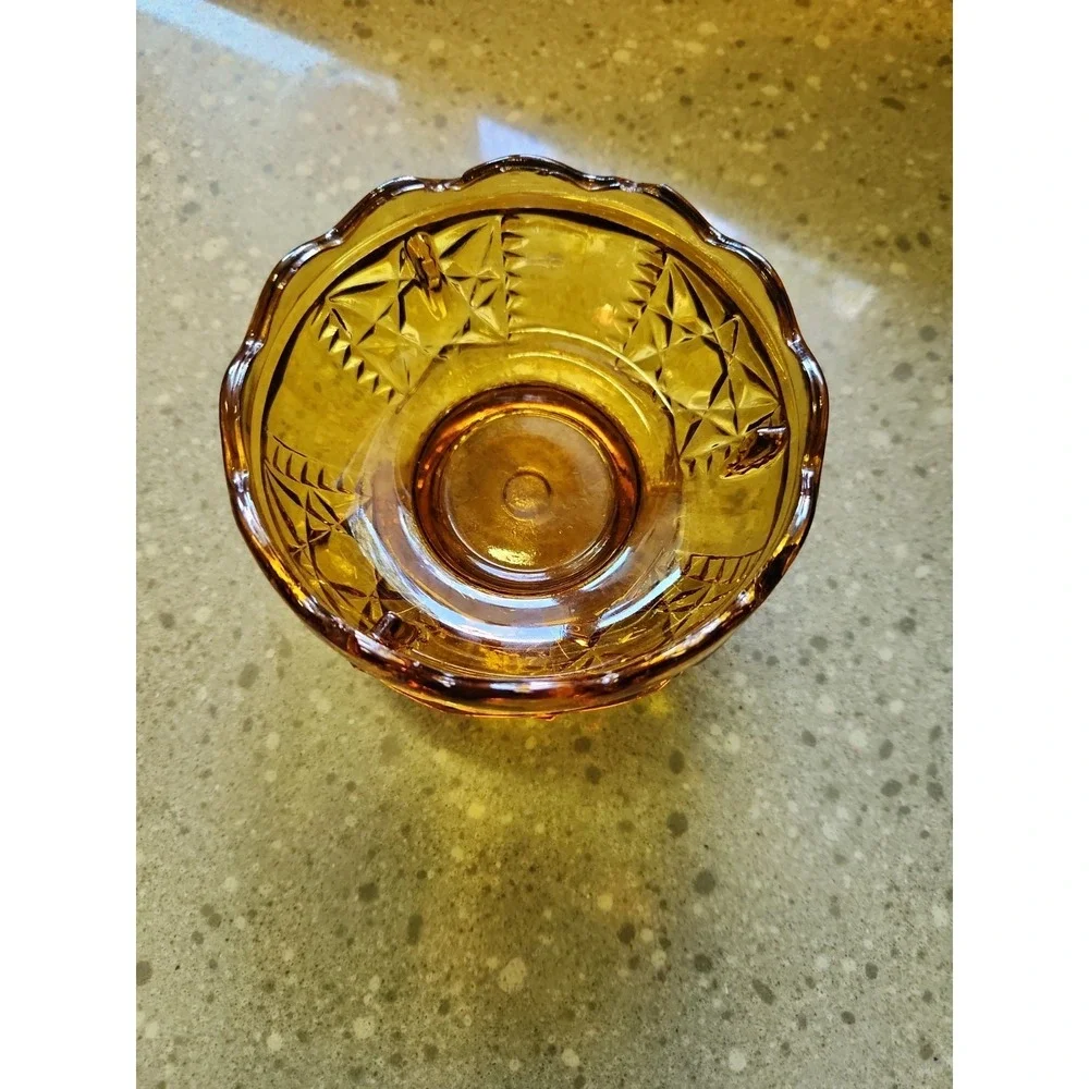 Indiana Glass Amber Stars And Bars Fairy Lamp BASE ONLY PLEASE READ DESCRIPTION